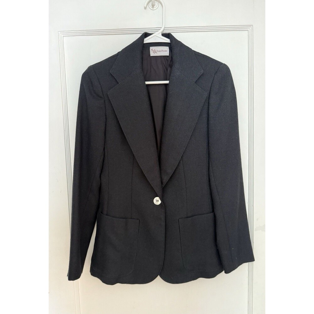 VTG Evan Picone Fitted Black Blazer Size 6 Classic Preppy Office Tailored Career